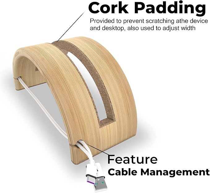 Kothar Wood Vertical Laptop Stand for Desk, Natural Bamboo, Space-Saving Desktop Dock for Apple MacBook, Microsoft Surface, iPad, Tablets and More