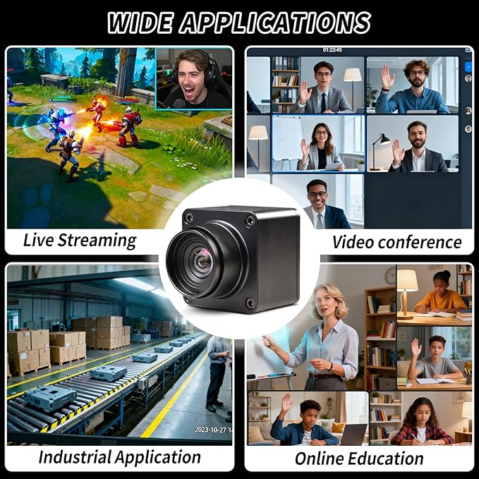 MOKOSE 4K Ultra HD USB Webcam Manual Focus Wide Angle for Desktop and Laptop Live Streaming, 3840 x 2160 UVC Free Drive Video Calling Computer Camera