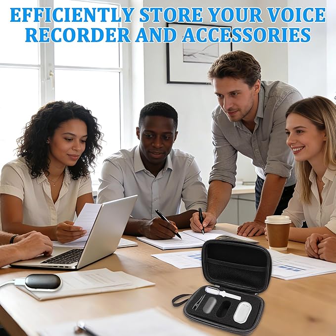 Protective Case for PLAUD NotePin Voice Recorder - Custom Fit Foam Holds All Accessories, Waterproof & Shockproof (Case Only) (Black)