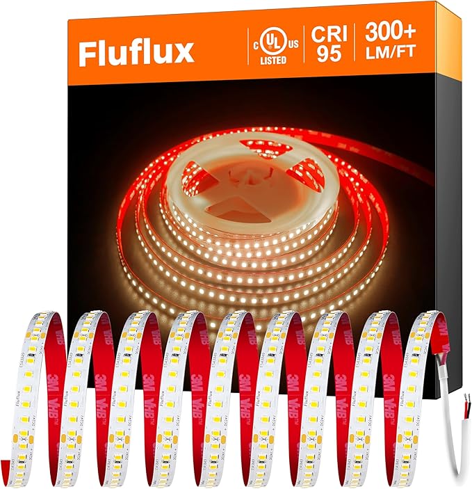 24V 2835 LED Strip Lights 3000K, 300+LM/FT, 16.4FT, UL Listed, CRI95, High Density 160LEDs/m Tape Light, Cuttable, Dimmable, VHB Equipped, for Pros, Bedroom, Kitchen, Cabinet (NO Power Supply)