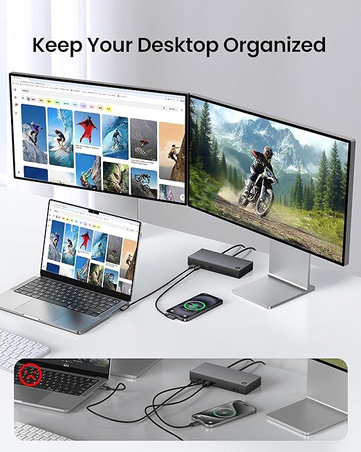 Silkland USB C Monitor Cable Right Angle 6.6FT, 8K@30Hz 5K/4K@60Hz Display, 20Gbps Data Transfer, 90 Degree USB C 3.2 Gen 2x2 Video Cable, 240W Charging for iPhone 17, MacBook,Portable Monitor,Carplay