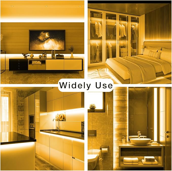 DAYBETTER COB LED Strip Light,LED Lights for Bedroom 16.4ft,Warm White 3000K Dotless LED Light Strip,1600 LEDs Super Bright Dimmable 24V Flexible Tape Lights with Remote,Kitchen,Cabinets Lighting