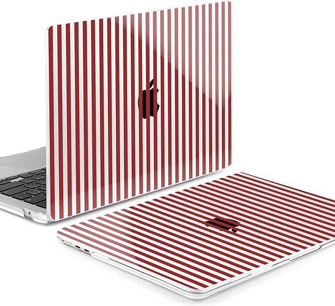 MEEgoodo Case for M5/M4/M3/M2 MacBook Air 15 inch Case 2026 2025 2024 2023, Laptop Shell Fit Model (A3448/A3241/A3114/A2941) for MacBook Air 15.3-inch, Red Stripes