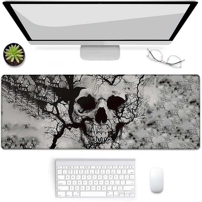 Gaming Mouse Pad, Gothic Skull Mouse Pad, Desk Mat, Non-Slip Rubber Base MousePads for Computers Laptop Office School Home Accessories Decor 31.5" x 11.8"