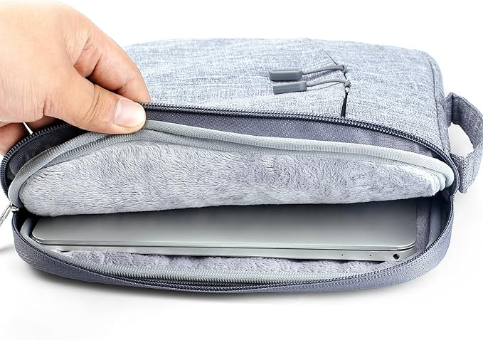 Megoo 13inch Laptop Sleeve with Accessory Pouch for Surface Laptop 5/4/3/2/6 13.5", Laptop 7 13.8", Surface Book 13.5", Carry Case for 13"~14" Tablet Chromebook(Gray with Charger Case)