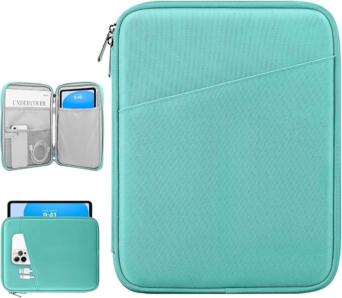 Dadanism 9-11" Tablet Sleeve Bag Carrying Case for iPad (A16) 11th Gen 11", iPad 10th Gen 10.9" Air 5/4, iPad Air M4/Pro 11", iPad 9/8/7th, Galaxy Tab A11+ Plus 11", Remarkable 2 10.3", Lake Blue