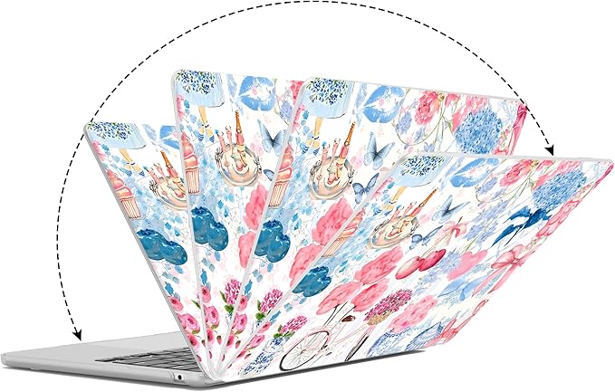 G JGOO Compatible with MacBook Air 13 inch Case 2026 2025-2022 M5 A3449 M4 A3240 M3 A3113 M2 A2681, Hard Shell for MacBook Air 13.6 inch Case + Keyboard Cover +Screen Protector, Pink Blue Collage