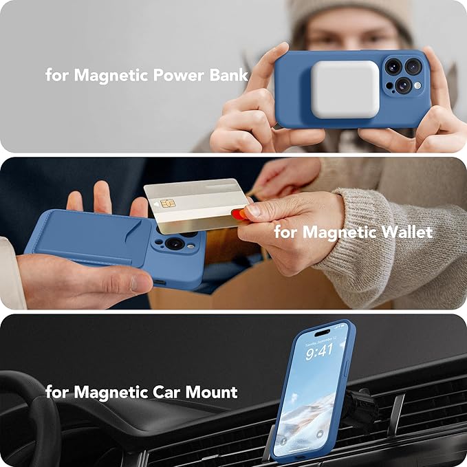 Magnetic for iPhone 13 Pro Max Case, Compatible with MagSafe, [Full Camera Protection][Screen Protector] Silicone Shockproof Protective Phone Case for iPhone 13 Pro Max 6.7", Lake Blue