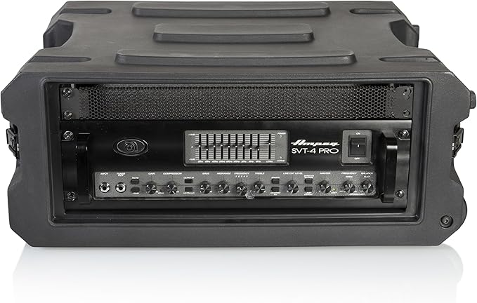 Gator Cases Pro Series 4U Rolling Rack Case with 19" Depth, Tow Handle & Recessed Wheels, Roto Molded Made in USA (G-PROR-4U-19)