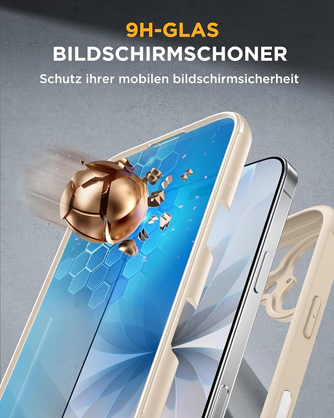 Miracase for iPhone 17 Case 6.3'', Full-Body Military Grade Drop Protection Outdoor Phone case with Built-in Glass Screen &Camera Control,Easy Installation,No Gap,Compatible with MagSafe, Gold