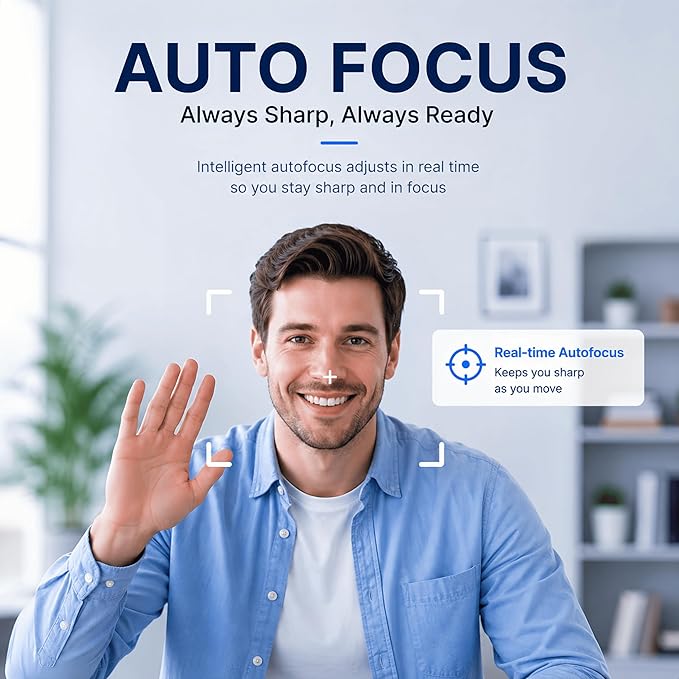 C65 4K Webcam for PC with Autofocus, USB Webcam with Dual Noise-Reducing Mic, Auto White Balance, Low Light Correction, Privacy Shutter, Tripod Included, Streaming Camera for Laptop Desktop Zoom Teams