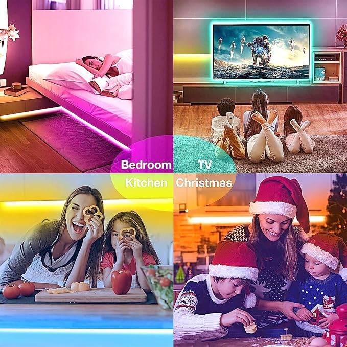 hyrion Smart LED Strip Lights 100ft WiFi, RGB Color Changing Lights Work with Alexa and Google Assistant, 16 Million Colors with App Control and Voice Control Led Lights for Bedroom, Room Decor