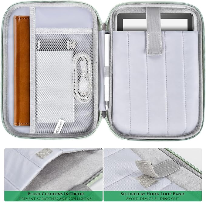 6-7 Inch Tablet Sleeve for 7" Amazon Fire 7, 6.8" Amazon Kindle Paperwhite/Paperwhite Signature Edition/Paperwhite Kids/6" Kindle 11th 2022, 6" Kobo Clara 2E eReader Carrying Bag Case(Green)