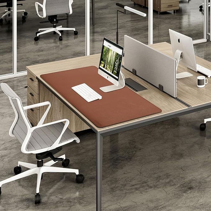 Chihein 39" x 20" 3XL Desk Mat with Cork & PU Leather, Dual Sided Desk Pad, Waterproof Computer Desk Mat for Gaming, Office, Home (Cork/Light Brown)