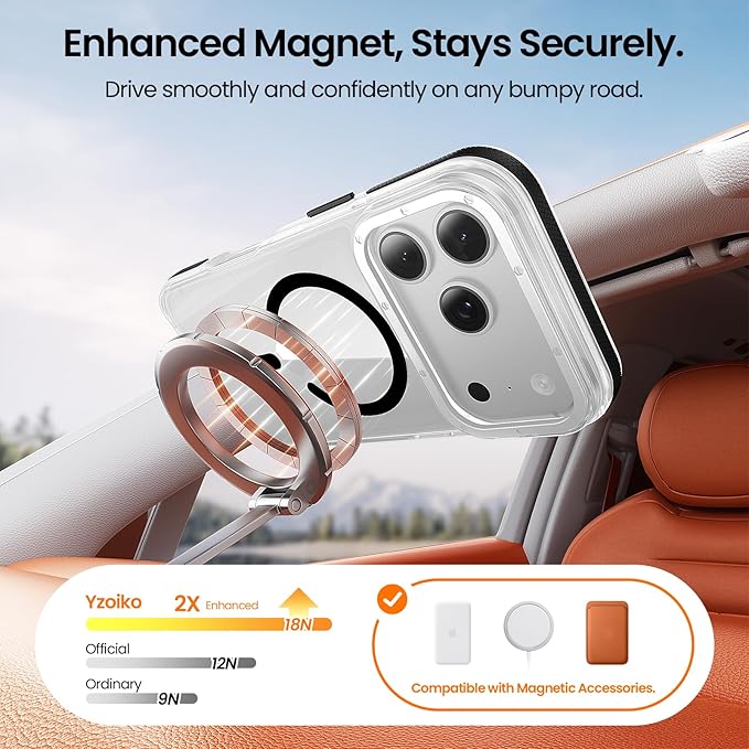 Strong Magnetic for iPhone 17 Pro Max case [10Ft Military-Grade Protection] Compatible with fit MagSafe Shockproof Slim Thin Cover case for iPhone 17 Pro Max 6.9 inch, Clear Black