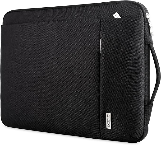 LANDICI 360° Protective Laptop Sleeve 11.6 Inch for Surface Pro 7 8 9/Laptop Go 2 3, MacBook Air 11, Small Computer Bag Carrying Case for 11-12 Inch Chromebook, Slim, Shockproof, Waterproof, Black