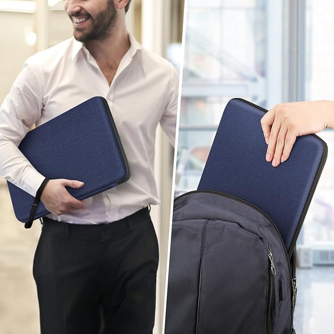 FINPAC 15.6-inch Hard Laptop Sleeve Case Compatible with 15.6 Inch Acer Aspire, Shockproof Computer Carrying Case for HP Dell Razer Samsung Laptop Chromebook, Navy