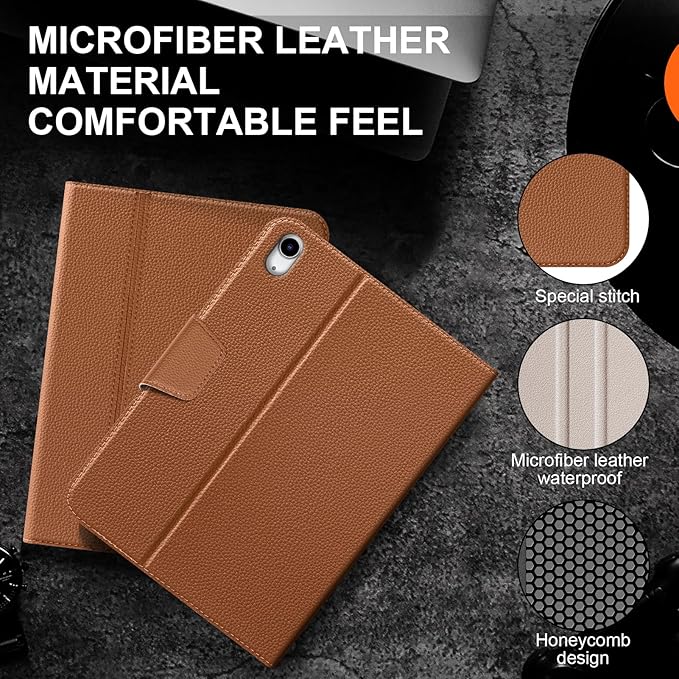 Case for iPad 11th/10th Gen 11"/10.9 Inch (2026-2022) with Pencil Holder, Smart Leather Cover with Buckle, Protective, Auto Wake/Sleep, Adjustable Stand, Multiple View Angles, Brown