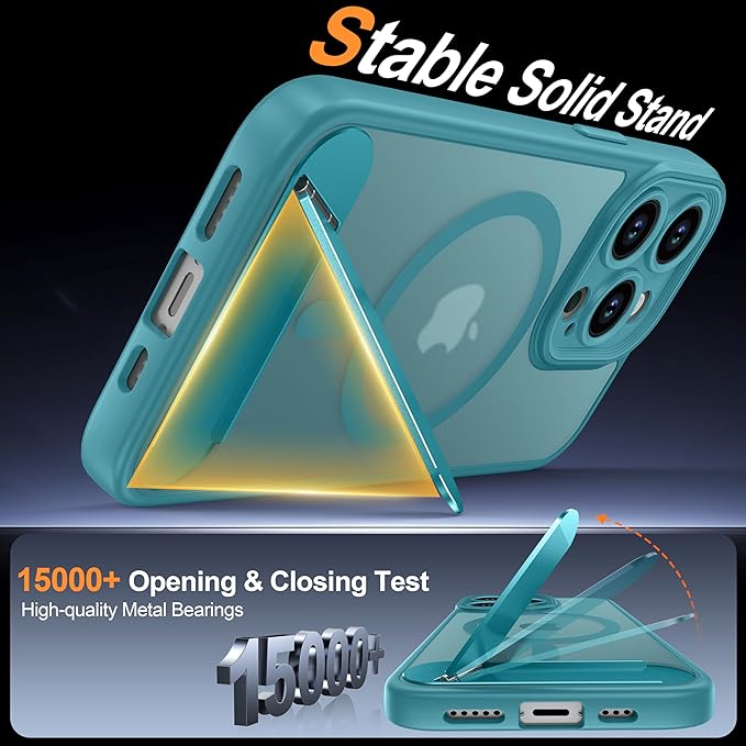 Magnetic Compatible with iPhone 13 Pro Case, [Built-in Kickstand][Full Camera Protection][Compatible with MagSafe][Anti-Fingerprint] Shockproof Phone Case for iPhone 13 Pro 6.1",Lake Blue
