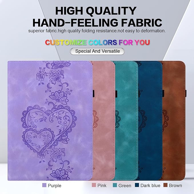 Case for iPad Pro 12.9 inch Case 6th/5th/4th/3rd Generation 2022/2021/2020/2018, Multi Angle Flip PU Leather Shockproof Cover with Pencil Holder/Card Slots, Purple