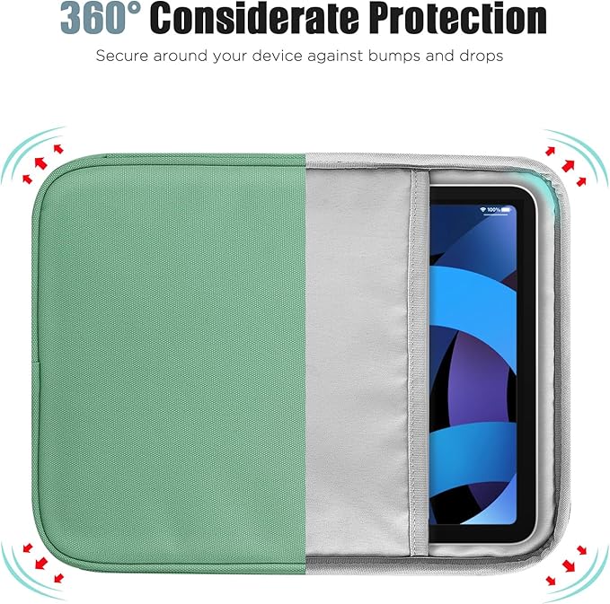 TiMOVO 9-11" Tablet Sleeve Bag for iPad 11-inch A16 2025, iPad 10.9"/10.2"| Air 11 Inch/5th/4th Gen. 10.9", Galaxy Tab A9+/A11Plus 11", Protective Bag with Pocket, Bodhi Green