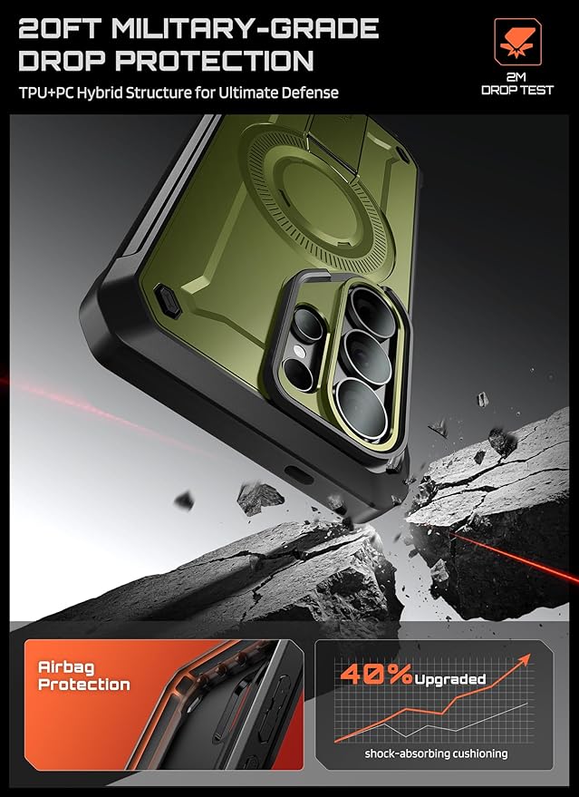SUPCASE for Samsung Galaxy S26 Ultra Case with Stand, Military-Grade Drop Protection, Compatible with Wireless Charging/MagSafe, Built-in Screen Protector & Front Frame – UB Pro Mag, Guldan