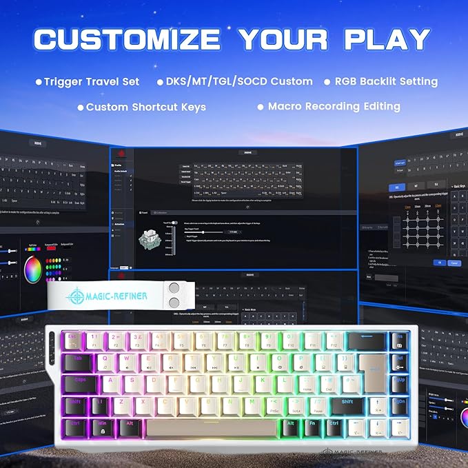 MAGIC-REFINER X68 HE Wired 60% Hall Effect Rapid Trigger Mechanical RGB Gaming Keyboard with 8K Polling,0.04mm RT Accuracy,Magnetic Switch,Adjustable Actuation,Snap Tap for PC Mac Esport Gamer(Cheese)