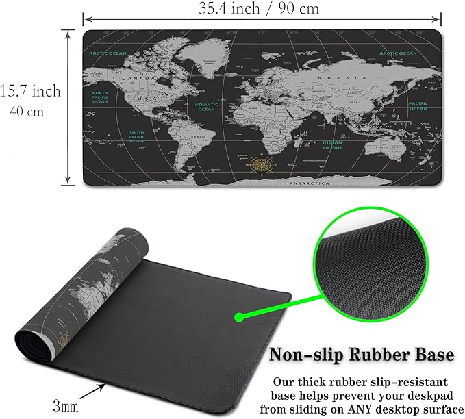 XXL Mouse Pad - Black and White, Non-Slip Rubber Base, 35.4 X 15.7 inch Gaming Mouse Mat for Work, Game, Office, Travel