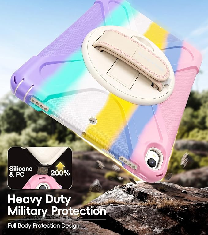 BRAECN Case for iPad Air 3rd Generation 2019 / iPad Pro 10.5 inch 2017, Rugged Heavy Duty Shockproof Cover with Pencil Holder, 360° Rotating Kickstand & Adjustable Hand Strap & Shoulder Strap for Kids