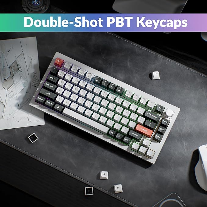 Keychron Q1 Ultra 8K 75% Wireless Mechanical Keyboard, Aluminum Hot-Swappable RGB, Brown Switch, 82 Keys, 600h Battery Life, 2.4GHz/Bluetooth/Wired, ZMK Programmable, Mac Windows Linux – White
