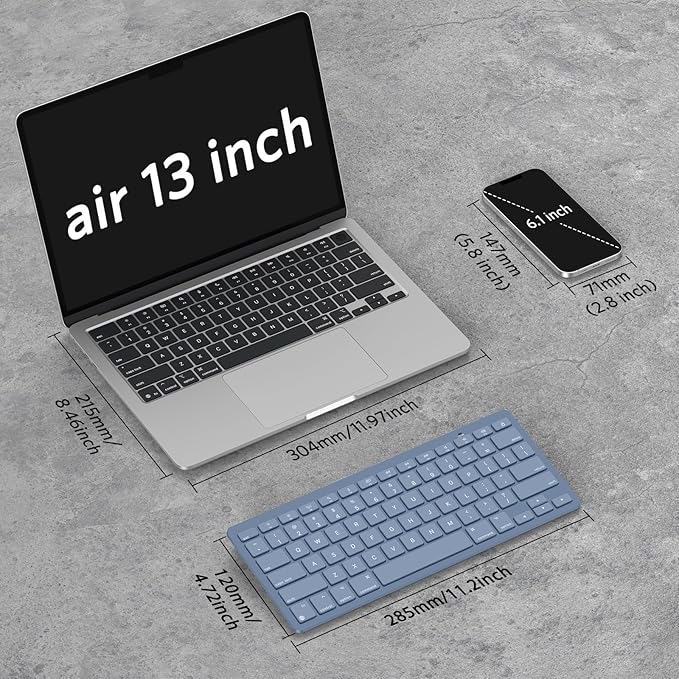 OMOTON Wireless Keyboard for Mac, Compact Ultra-Slim Design (No Number Pad), Stable Bluetooth Keyboard for Mac, Ergonomic and Portable, Compatible with MacBook Pro/Air/iMac, Blue