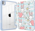 May Chen for iPad Pro 13 Inch Case M5 2025 / M4 2024, Built Pencil Holder & Clear Transparent Print Back Shell Slim Stand Shockproof Tablet Cover, Auto Wake/Sleep, Heart Rabbits