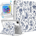 Uppuppy for iPad Air 11 inch Case, Air 5th/4th Generation 10.9, Pro 11'' Case Women Girls for Apple Pencil Holder Cute Girly Flower Floral Rotating Folio Cover for iPad Air 5/Air 4/Pro 11"