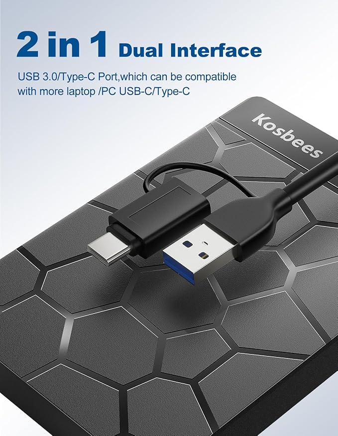 500 GB External Hard Drives,Portable Hard Drive for Windows,Ultra Slim External HDD Store Compatible with PC, MAC,Laptop,PS4, Xbox one, Xbox 360;Plug and Play Ready