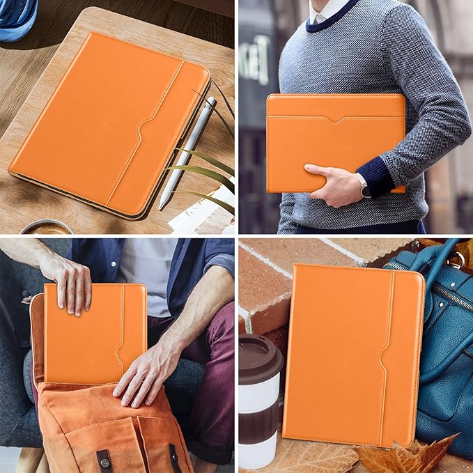 DTTO for iPad Pro 12.9 6th / 5th / 4th / 3rd Generation Case 2022/2021/2020/2018, Leather Folio Stand Cover with Built-in Apple Pencil Holder -Auto Wake/Sleep and Multi Viewing Angles,Orange