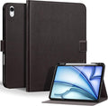Genuine Leather Case for iPad Air 11" M4 2026/M3 2025/M2 2024, 5th/4th Gen 10.9" | with Pencil Holder and Adjustable Stand, Magnetic Closure, Auto Wake/Sleep Cover | Dark Brown