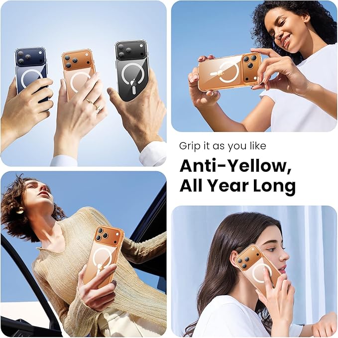 Anti-Yellowing Strong Magnetic for iPhone 17 Pro Max Case, with Camera Lens Protector [Compatible with MagSafe] [12FT Military Grade Drop] Slim Thin iPhone Cover 6.9 Inch, Clear