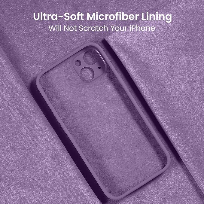 FireNova Designed for iPhone 15 Case, Silicone Upgraded [Camera Protection] Phone Case, Soft Anti-Scratch Microfiber Lining Inside, 6.1 inch, Light Purple