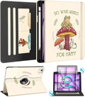 Kidcube for iPad Air 13 Inch Case (M3/M2)/for iPad Pro 12.9 Cases 6th/5th (2022/2021) - Women Girls Kids Cute Rotating Stand Folio Cover with Pencil Holder & Card Slot Design Cool Frog Mushroom Cover