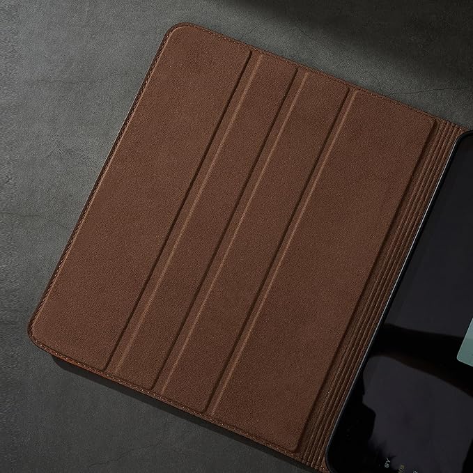 Gexmil Genuine Leather Case for iPad Pro 11 Inch 4/3/2/1st Gen 2022/2021/2020/2018,Smart Folio with Pencil Holder,Protective Shockproof Real Leather Cover,Auto Sleep/Wake,Brown Crocodile