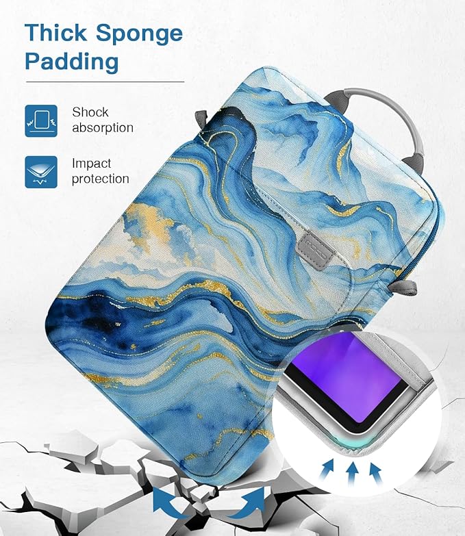 MoKo 9-11 Inch Tablet Sleeve Bag Handle Carrying Case with Shoulder Strap Fits iPad Pro/Air/A16 11 inch,iPad 10th 10.9,i-Pad 9/8/7th 10.2,iPadAir 5/4th 10.9,i-Pad 9.7,Tab S8/S9 11", Cloudy Blue