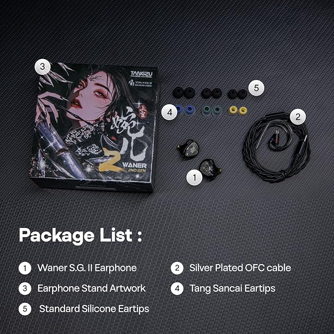 Linsoul TANGZU Wan'er S.G II in Ear Monitor,HiFi Wired Earbuds,10mm Dynamic Driver PET Diaphragm Gaming IEM Earphones with 2Pin Detachable OFC Cable for Audiophile DJ Stage (Clear Black, Typec Mic)