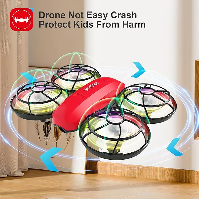 Swifsen Drone with Camera for Kids and Beginner,Birthday Gift Toy for Boys and Girl,Indoor Quadcopter Plane for Boy,Small Helicopter with Auto Hovering, 3D Flips, Headless Mode,2 Batteries