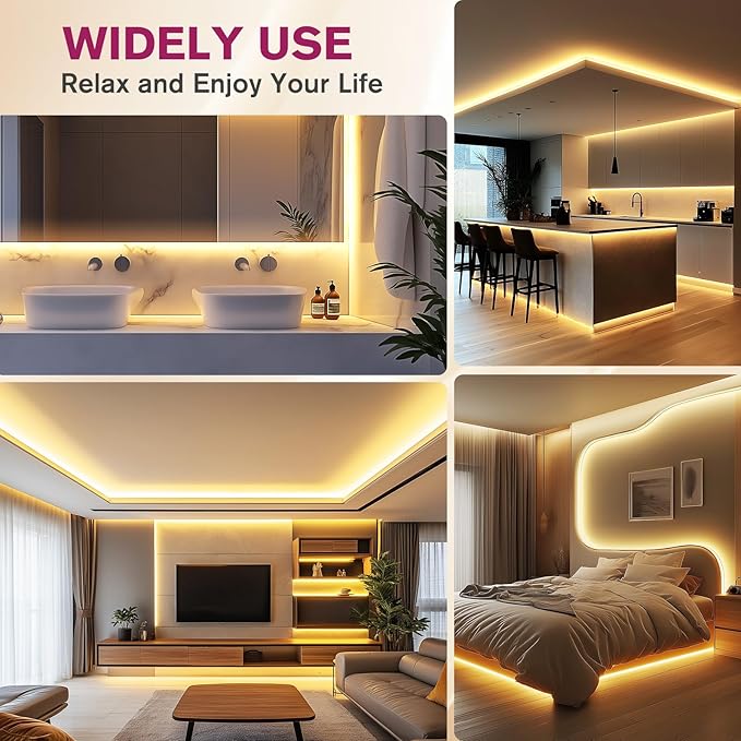EMITEVER COB LED Strip Lights Warm White, 3000K Tape Light Premium High Density, DC 24V, 360+Lumens/ft, 5120LEDs/Spool, Ra 90+, 32.8ft/10m, UL Listed 5 Year After-Service(Power Supply Sold Separately)