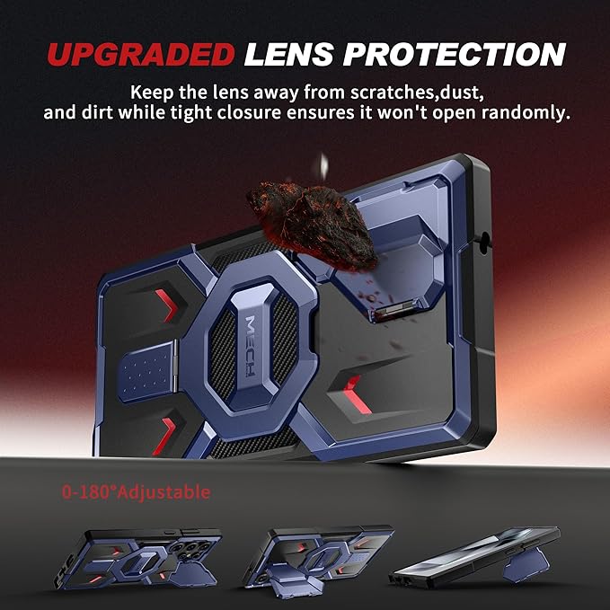 TONGATE Magnetic for Samsung Galaxy S25 Ultra Case with Privacy Screen Protector, [Compatible with MagSafe][Camera Protective Cover][Military-Grade Protection] Ring Stand Case S25 Ultra, Dark Blue
