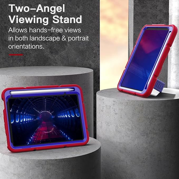 Grifobes Case for iPad mini 7th 2024 (A17 Pro) / Mini 6th Generation 2021 8.3", Heavy Duty Shockproof Cover with Pencil Holder Stand, for i Pad Mini 7/6 Gen 8.3 inch Case (Red+Blue)