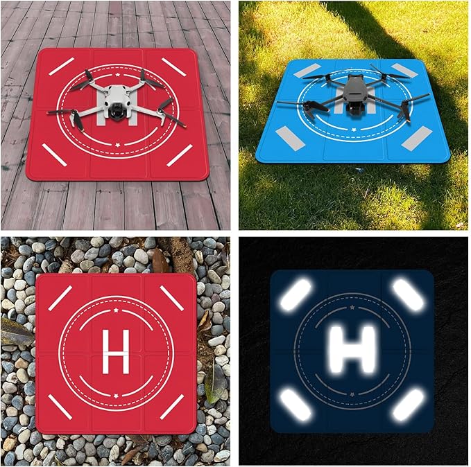 FPVtosky Drone Landing Pad Weighted, Nighttime Reflective & Foldable Launch Pad, Waterproof Helipad for DJI Mini 5/4/3 Pro/Mini 4k/Air 3S/Neo/Flip Drone Accessories (20 in)