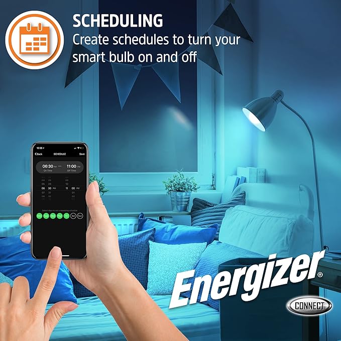 XTREME Energizer Connect Smart A19 LED White & Multi-Color RGB Light Bulbs with Voice Control and Remote Access Through Your Smartphone | Compatible with Alexa and Google Assistant (12 Pack)
