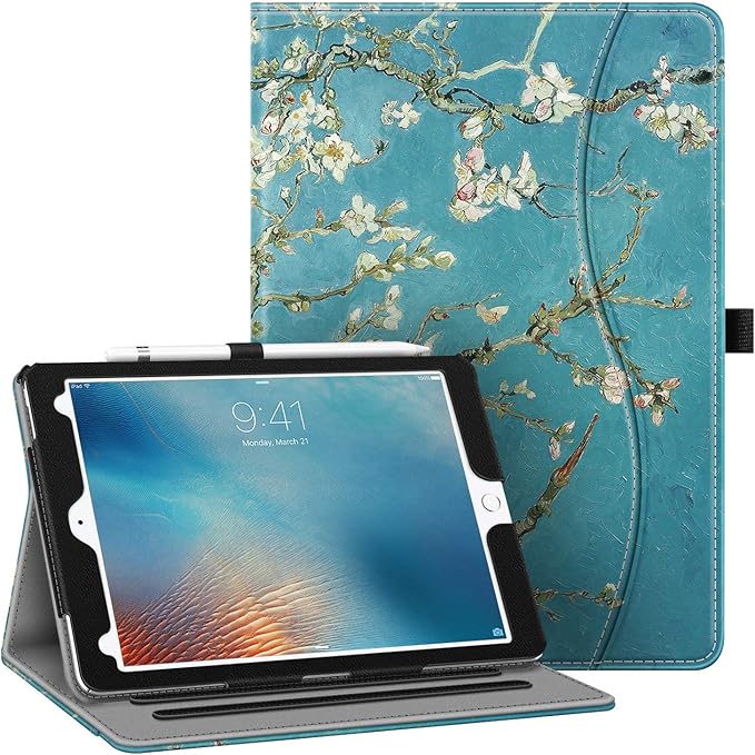 Fintie Case for iPad Pro 9.7 Inch 2016 Release Tablet- [Corner Protection] Multi-Angle Viewing Folio Smart Stand Back Cover with Pocket, Pencil Holder, Auto Wake/Sleep, Blossom