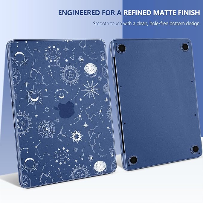 DONGKE for MacBook Neo 13 inch Case 2026 (Model A3404), Artistic Sun Pattern Ultra Slim Frosted Matte Hard Shell, Anti-Scratch & Fingerprint Resistant Cover - Sun & Moon
